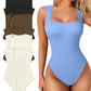🔥Three-day delivery by air transportation! 🩱Sexy Ribbed Strappy Square Neck Sleeveless Tummy Control Tank Tops Bodysuits！