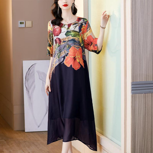 🔥Today 50% off🔥Women's Elegant Flowy Floral Print Plus Size Dress