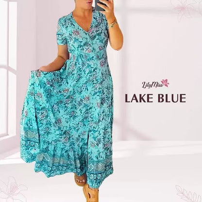 💥Lastday! Hurry up！！💥💃Hot Sale 49% OFF🔥 Floral Print V-neck Dress