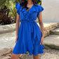 ❤️2025 New Products❤️Women's Elegant Waist Tie V-Neck Ruffle Dress