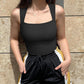 🔥Three-day delivery by air transportation! 🩱Sexy Ribbed Strappy Square Neck Sleeveless Tummy Control Tank Tops Bodysuits！