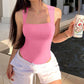 🔥Three-day delivery by air transportation! 🩱Sexy Ribbed Strappy Square Neck Sleeveless Tummy Control Tank Tops Bodysuits！