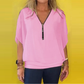 🔥 Hot Sale-49% Off🩷Women's Chiffon Zip-up Neck Casual Top