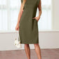 🔥Summer Sale 49% OFF💥Women Round Neck Loose Split Wrinkle-Free Midi Dress with Pockets | Split Hem Airflow Design