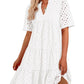 Women's Elegant Hollow Out Lace Ruffle Casual Mini Dress