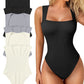 🔥Three-day delivery by air transportation! 🩱Sexy Ribbed Strappy Square Neck Sleeveless Tummy Control Tank Tops Bodysuits！