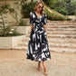 🔥Hot Sale 50% OFF🎀Elegant Waist V-neck Printed Dress