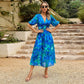 🔥Hot Sale 50% OFF🎀Elegant Waist V-neck Printed Dress