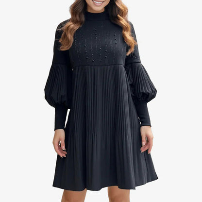 🥰HOT SALE 50% OFF🥰Women's Plus Size Lantern Sleeve Stand Collar Dress