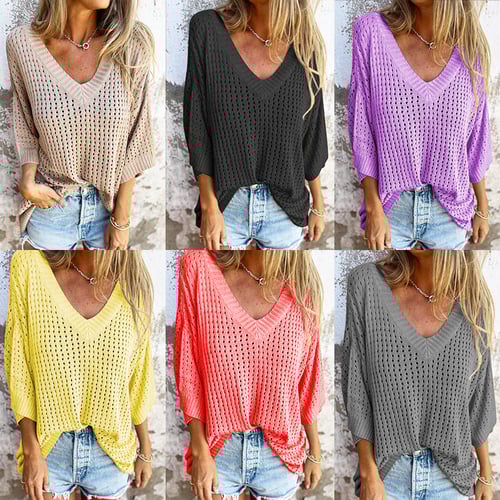 🔥Hot Sale 50% OFF🔥V-neck Hollow Knitted Top🍀