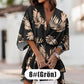 Women's Fashion V-Neck Loose Bat Sleeve Printed Dresses