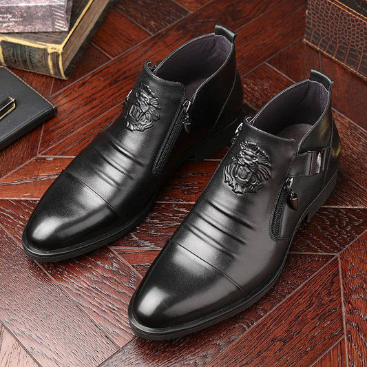 ⏳🔥Special Offer-Save 50%🔥👞Men's Leather Ankle Boots with Double Side Zipper and Pointed Toe🔥Free Shipping📦