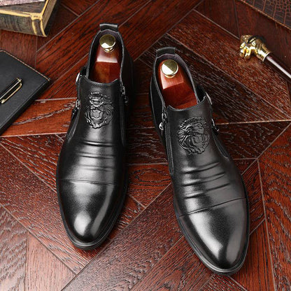 ⏳🔥Special Offer-Save 50%🔥👞Men's Leather Ankle Boots with Double Side Zipper and Pointed Toe🔥Free Shipping📦