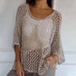 ⏰Last Day Sale 49%OFF⌛💥Women's Fashion Round Neck Crochet Knit Fishnet Top