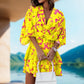 Women's Fashion V-Neck Loose Bat Sleeve Printed Dresses