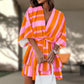 Women's Fashion V-Neck Loose Bat Sleeve Printed Dresses