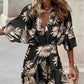 Women's Fashion V-Neck Loose Bat Sleeve Printed Dresses