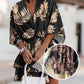 Women's Fashion V-Neck Loose Bat Sleeve Printed Dresses