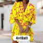 Women's Fashion V-Neck Loose Bat Sleeve Printed Dresses