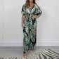 💖Women's Summer Fashion Leaf Print Plus Size Bodysuit with Elastic Waist
