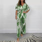 💖Women's Summer Fashion Leaf Print Plus Size Bodysuit with Elastic Waist