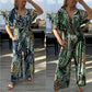 💖Women's Summer Fashion Leaf Print Plus Size Bodysuit with Elastic Waist