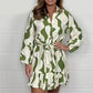 🌷Limited Time Offer 50% OFF🌷Casual Irregular Stripe Lapel Tie Waist Shirt Dress