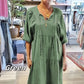 ⏳Begrenzte Zeit 50% Rabatt💥Women’s Tiered V-Neck Solid Half-Sleeve Long Dress