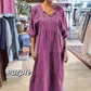 ⏳Begrenzte Zeit 50% Rabatt💥Women’s Tiered V-Neck Solid Half-Sleeve Long Dress