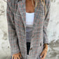 🔥Hot Sale 60% off🔥 Fall Lapel Collar Slim Button Plaid Small Suit For Women