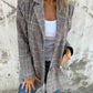🔥Hot Sale 60% off🔥 Fall Lapel Collar Slim Button Plaid Small Suit For Women