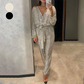 🔥Big Sale 50% OFF🔥Women's Sparkly V Neck Belted Jumpsuits✨