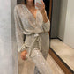 🔥Big Sale 50% OFF🔥Women's Sparkly V Neck Belted Jumpsuits✨