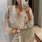 🔥Big Sale 50% OFF🔥Women's Sparkly V Neck Belted Jumpsuits✨