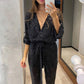 🔥Big Sale 50% OFF🔥Women's Sparkly V Neck Belted Jumpsuits✨