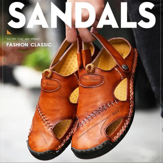 🔥2025 NEW SALES - 50% OFF🔥Large Size Soft Leather Men's Breathable Outdoor Sandals