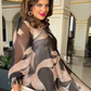 💓HOT SALE 50% OFF💥Round Neck Long Sleeve Printed Flowy Dress