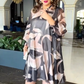 💓HOT SALE 50% OFF💥Round Neck Long Sleeve Printed Flowy Dress