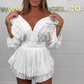 🎉Summer Specials - 50% OFF🤍V-Neck Top & Ruffle Hem Shorts Set