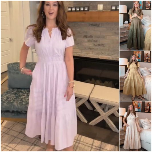 🔥Hot Sale 49% OFF👗Women's Casual Summer Short-Sleeve V-Neck Long Dresses