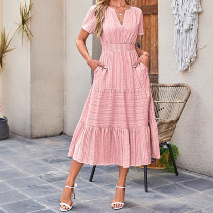 🔥Hot Sale 49% OFF👗Women's Casual Summer Short-Sleeve V-Neck Long Dresses