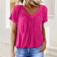 🎁Summer Hot Sale 50% OFF⏳Women's Casual Pleated V-Neck Short-Sleeve Top