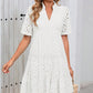 Women's Elegant Hollow Out Lace Ruffle Casual Mini Dress