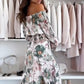 🌸Summer dress 50% OFF👗Floral Print Off-Shoulder Top & Maxi Skirt Two-Piece Set💕