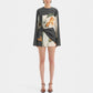 Women's long-sleeved mini dress with fashionable print