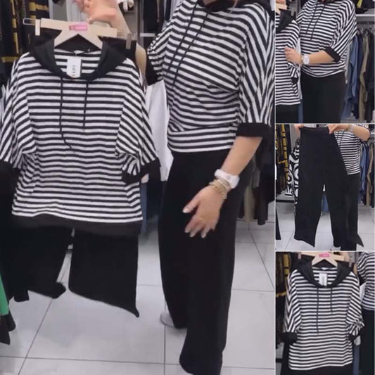 💕Limited Sale 50% OFF 💕Women's Striped Top & Solid Pants Set
