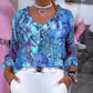 Women's Vintage Floral & Leopard Patchwork Chiffon Blouse