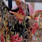 Women's Vintage Floral & Leopard Patchwork Chiffon Blouse