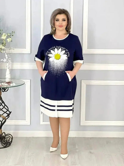 Fashionable Chamomile Pattern Dress