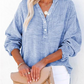 🏆🏆🔥Hot Sale 50%🔥Buy 2 get save 5%🌸🌸Women’s Casual Gauze Button Neck Long Sleeve Blouse